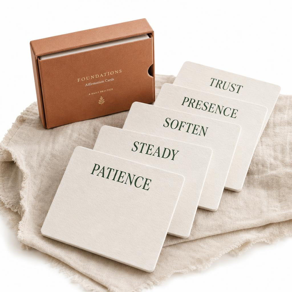Letterpress affirmation card deck with keepsake box