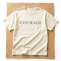 Cream heavyweight tee printed with the word Courage